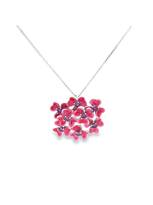Collana Clover con pietre Ametista e smalto rosa perlato GOCCIAZZURRA JEWELS | CLCLOVERRODIOROSA